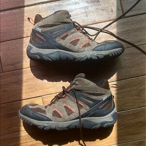 Merrell Men Hommes Brown and Orange Hiking Boots - Size 10.5